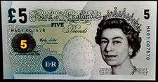 BOE "HA01"QUEEN ELIZABETH II £5 BANKNOTES  1993 FIRST RUN LOWTHER (B393) x 1 UNC