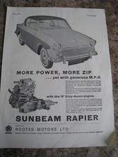 SUNBEAM RAPIER ROOTES MOTORS LTD MORE POWER MORE ZIP 1957 ADVERT A4 FILE 31