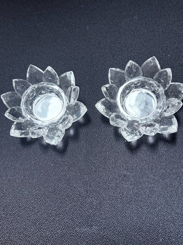Pair crystal glass lotus - pair,