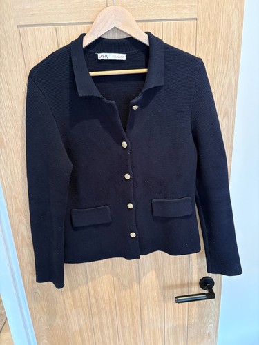 Zara navy black knit - navy/black, cardigan