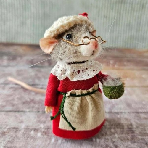 Mouse christmas needle felted - christmas,