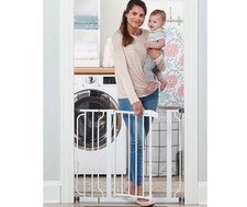 Easy Step Metal Walk Thru Gate White Fits Spaces 29" to 37.5" Pet Adjustable 