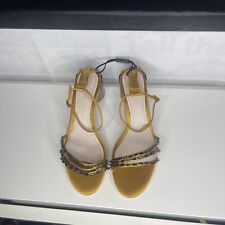 Zara Geometric Mid Heel Yellow Shoes With Rhinestones - Size Uk6
