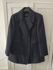 Ladies M&S Navy Short Coat Size 18