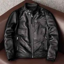 Men's Leather Jacket Biker Style Real Lambskin Black Leather Moto Jacket