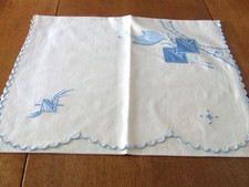 Vintage Cream Cotton Blue Machine Embroidered Night Dress Case.