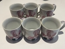 6 Floral Design Ceramic Coffee Mugs
