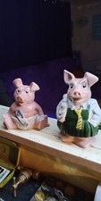 Natwest Piggy Bank Pigs - woody baby pig 1983 & Annabel pig 1984 / piggy banks