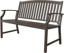 Grand patio Outdoor Bench, Garden Bench with Anti-Rust Aluminum Steel Metal Fra