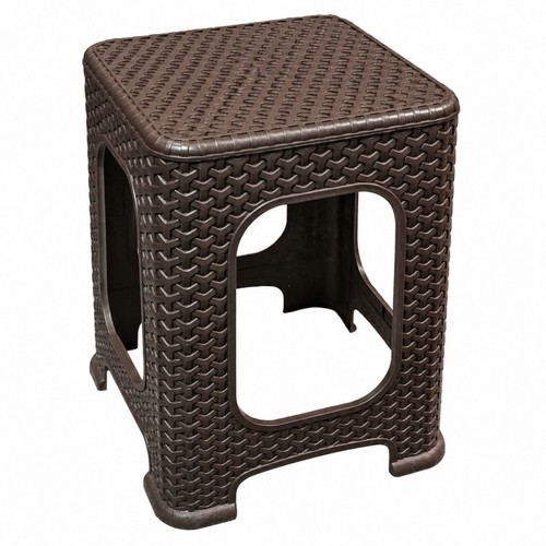 Plastic rattan stool large - rattan,