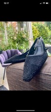 Woman’s Stunning Black Jewel Effect Kitten Heel Shoe Size 6 Rita Ora