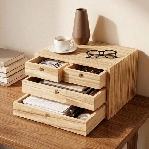 Wooden drawer desktop - 4-drawer,