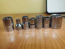 7 Halfords Socket 1/2" Drive Metric 30mm to 10mm + 15/16"AF, Made in England.