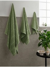Set Of 3 Leaf Hand &Bath Towel And Bath Sheet 100% Cotton Absorbent Soft