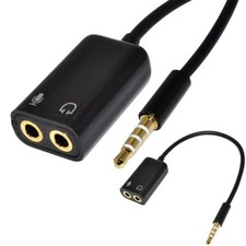 3.5mm Audio Headset Mic Y Splitter Cable Adapter TRRS to 2 TRS For Tabs, Laptops