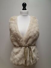 Y353 WOMENS H & M CREAM FAUX FUR GILET WAISTCOAT UK M 10 EU 38