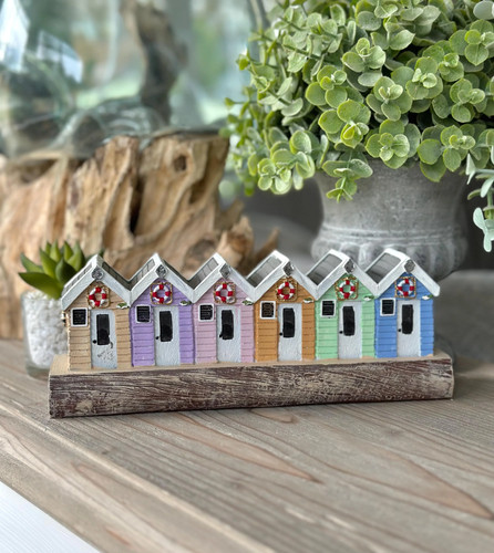 Beach huts wooden block - huts, on