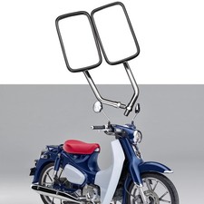 Pair Chrome Rectangle Motorcycle Rearview Mirrors 10MM For Honda Super Cub C125
