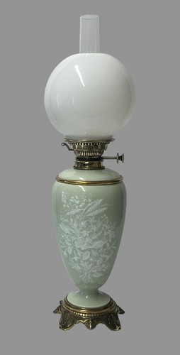 Antique oil lamp celadon - oil, lamp,