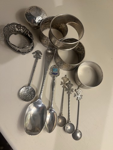 Job lot sterling silver napkin - lot,