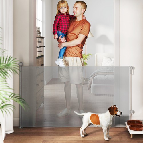 Retractable stair gate - stair, dog