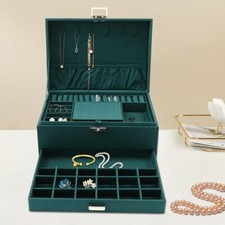 3Layer Velvet Box Jewellery Storage Ring Earring Jewellery Display Case Portable