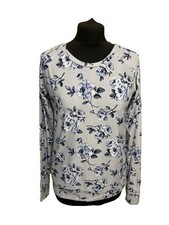 Grey and Blue Floral Long Sleeved Pyjama Top - Size XS (6/8) - Love to Lounge
