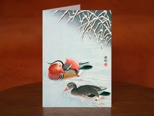 Mandarin Ducks and Snow - A5