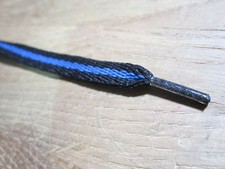 1 Pair of Black / Blue Stripe Flat Shoe Laces 70cm Long Top Quality