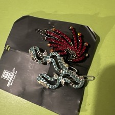 Three Crystal Hair Slide Grips Hair diamante 6cm missing crystals