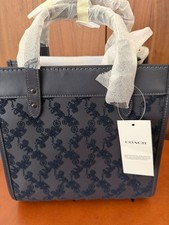 COACH Field Tote 22 Horse & Carriage Velour x Leather 2-Way Bag Shoulder CD750 W