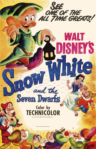 1937 disney snow white seven - white,