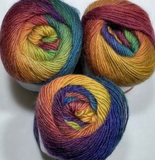 Job lot knitting crochet yarn 3x Ball SIMIB 100% Pure Wool Rainbow Yarn KL1133
