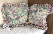 Pair Vintage 90s BHS Floral Chintz Cottage Small Cushions Pastel Colours