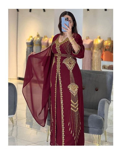 Burgundy wedding dress kaftan - burgundy,