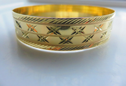 Gold solid slave bangle 15mm - slave,