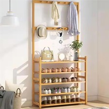 3in1 Entryway Coat Rack Hall Tree Shoe Storage Stand Shelf Scarf Handbag Hangers