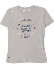 LACOSTE Boys Graphic T-Shirt Top 7-8 Years Grey Cotton AT09