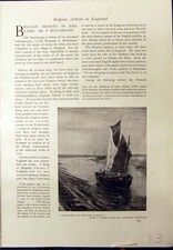 Old Print Fishing Boat Nieuport Channel Alexander Marcette Estacade 1913 20th