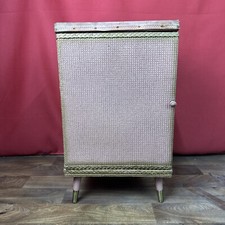 Lloyd Loom Style Pink Bedside Cabinet Unit Cupboard Vintage PROP
