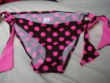 La Senza Brown & Pink Polkadot Bikini bottoms with side ties - UK10 - NWOT