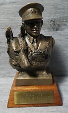 Vintage "SCOTTY" Soldier With Dog, Bronze Effect Resin Bust On A Wooden Base