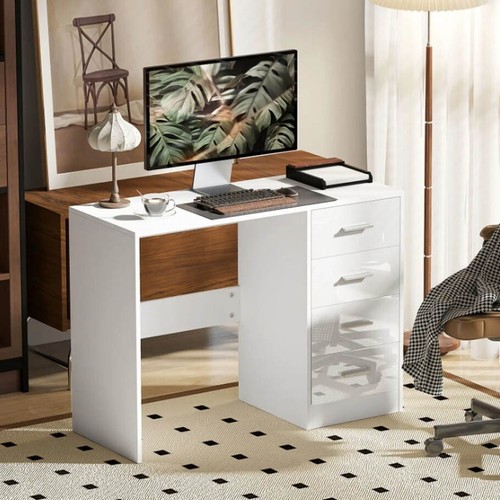 Small white computer desk - white,