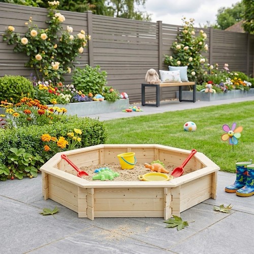 Wooden kids sandpit outdoor - wooden,