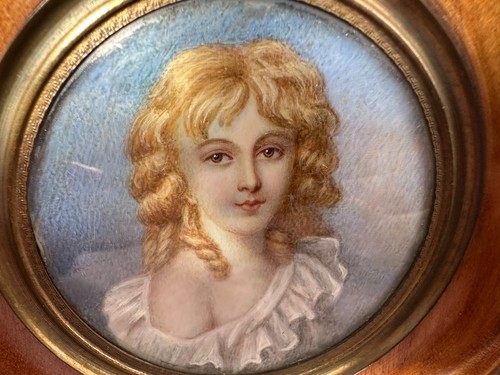 Antique framed miniature girl - framed,