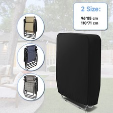 Folding Garden Chair Covers Reclining Sun Lounger Cover Waterproof Outdoor Black