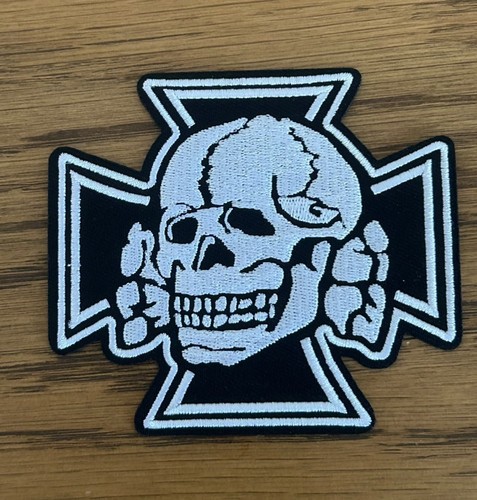 Biker skull and cross iron - and,