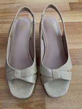 Gold Sparkle Sling Back Wedge Shoe