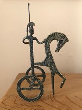 Vintage Frederic Weinberg Etruscan Metal Soldier Horse Chariot Statue Figurine