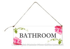 Hanging Bathroom Toilet WC Door Metal Shabby Chic Style Plaque Sign With Twine